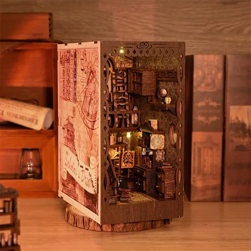 Diy Wooden Book Nook Kit Shelf Insert - Nowe drewniane zestawy do samodzielnego montażu,
