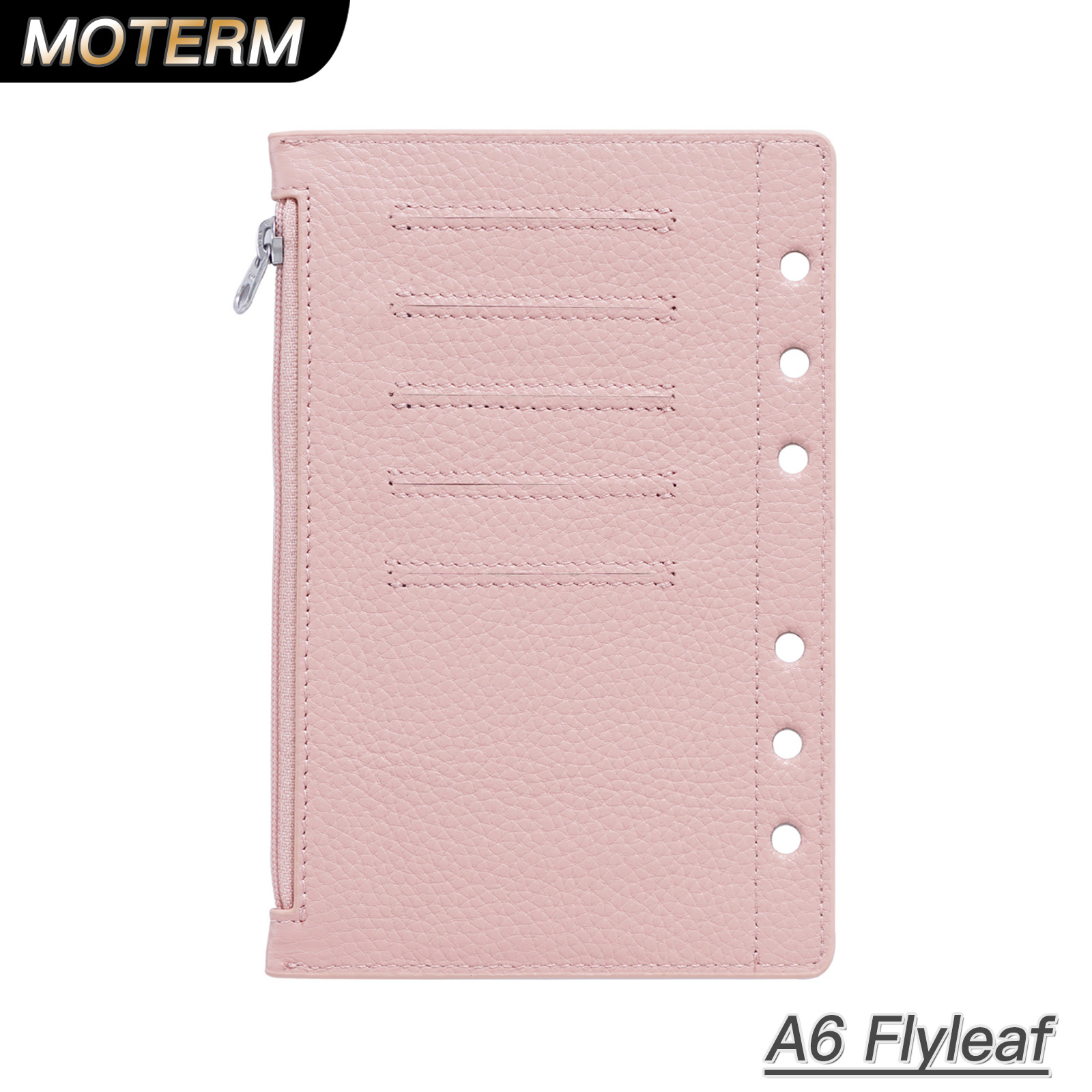 Vintage Leather Journal Notebook - Moterm Zipper Flyleaf do rozmiaru A6
