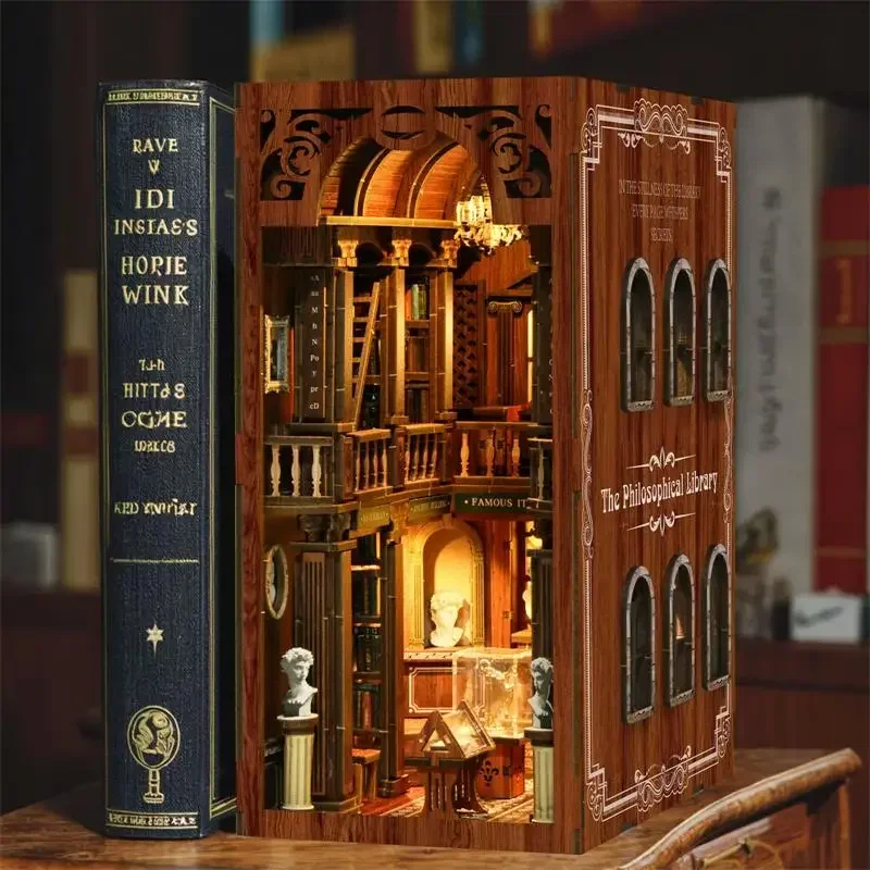 Filozoficzna biblioteka Casa N – Diy Wooden Book Nook Kit Shelf Insert recenzja i cena